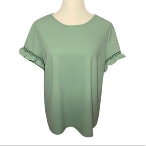 SHEIN Mint Green Short Sleeve Blouse Size Large